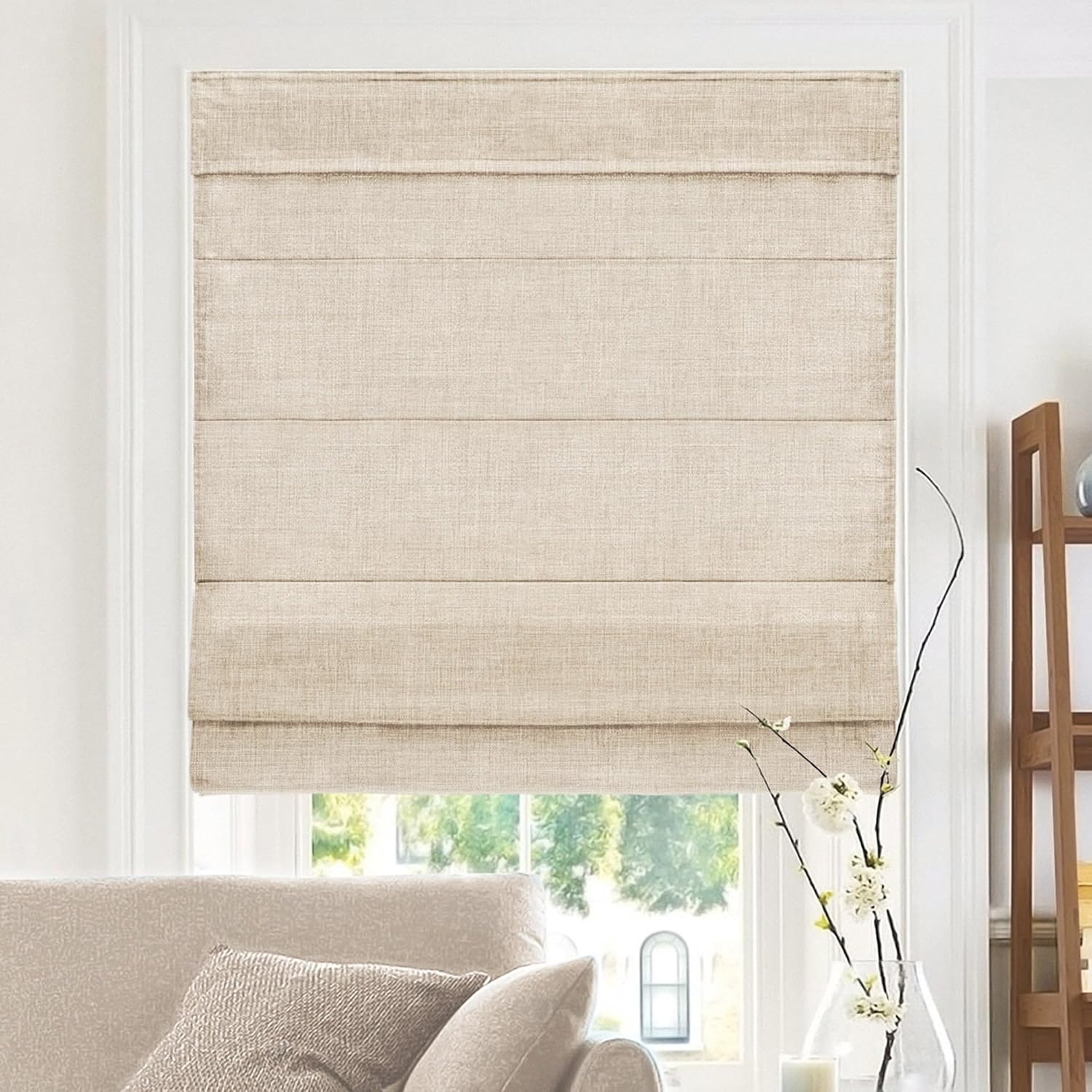 Custom-made Roman Blinds Stacked in Dubai . Curtains supplier UAE Dubai